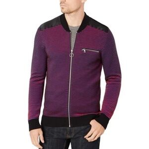 Inc layered striped knit sweater